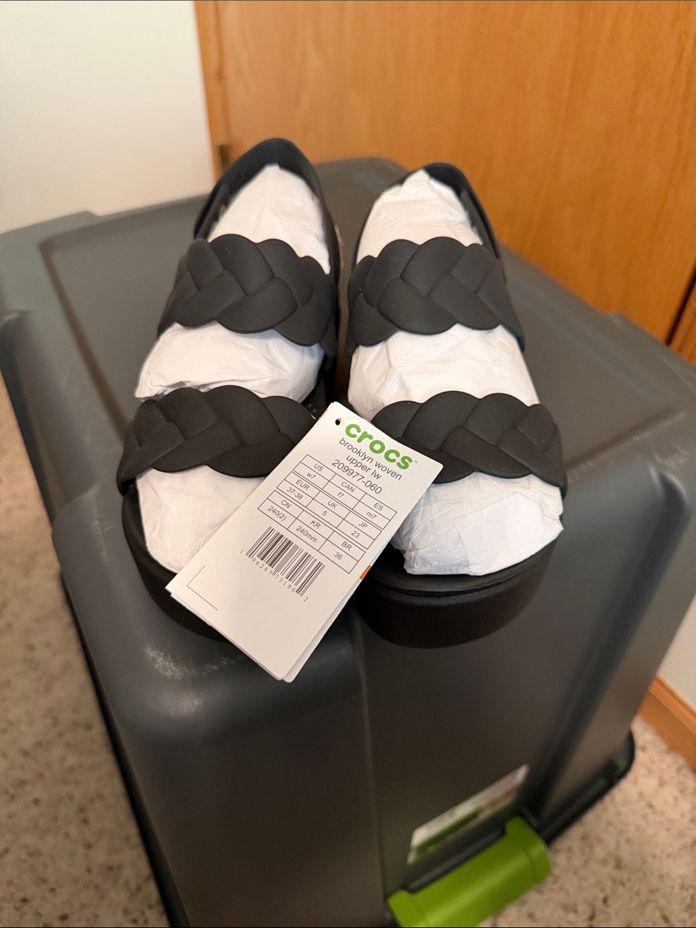 CROCS Black Woven Double-Strap Slide Sandals